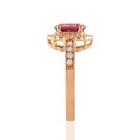 1.69 Ct. Reddish Pink Sapphire and Natural Diamond Pave Ring, 14K Rose Gold Image